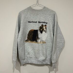 Vintage 1990s Shetland Sheepdog Dog Pullover Sweatshirt Size M 1992